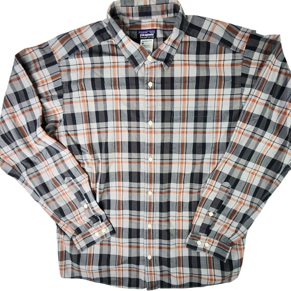 Patagonia Shirt Men Medium Plaid Organic Cotton Long Sleeve Casual Preppy Office